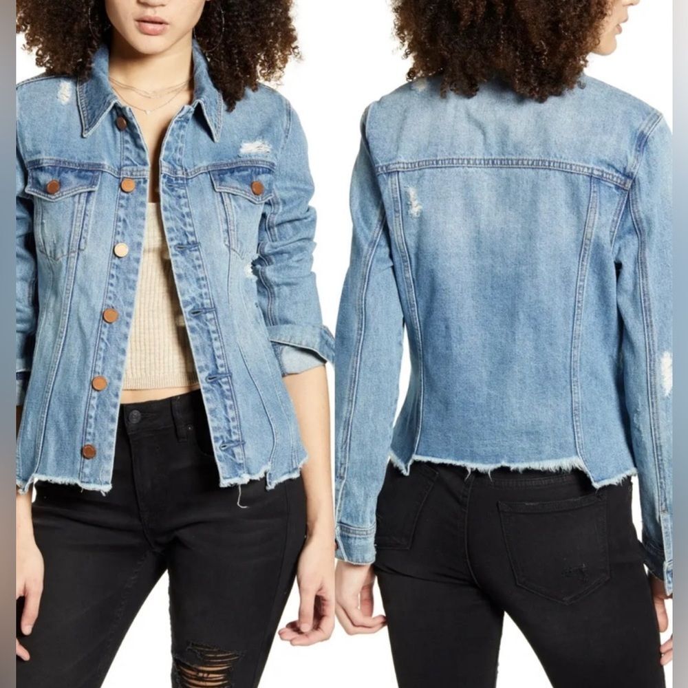 BLANK NYC Women’s Distressed Denim Jean Jacket sz small
